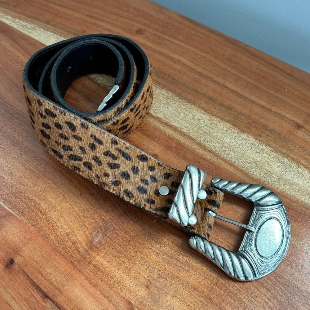 Vintage L. Chessler Leather Belt Silver Buckle Western Cowgirl Size SM